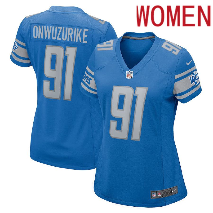 Women Detroit Lions #91 Levi Onwuzurike Nike Blue Player Game NFL Jersey